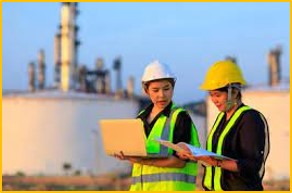 Field engineers at an industrial plant